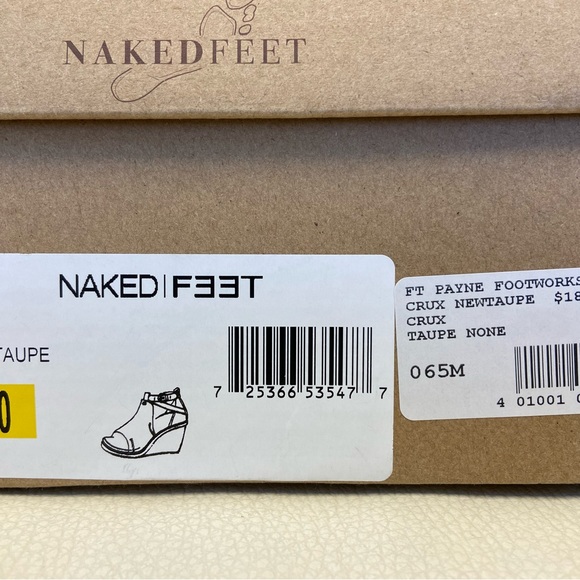 Naked Feet Crux New Taupe Metallic Wedge Size 6
